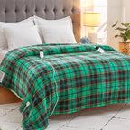 Heated Blanket Electric Throw, 50X60, Heating Throw with 10 Heating Levels/8 Hours Auto Off, Navy Blue Plaid Checkered Sherpa Blanket Warmer for Adults, Washable Blanket Gift for Couch Bed Office, ETL - Grand Goldman