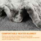 Heated Blanket Electric Throw, Heating Blanket Soft Sherpa Flannel Throw, Heat Blankets for Home & Office Machine Washable Overheating Protection 8 Hours Auto Off 10 Fast Heating Levels - Grand Goldman