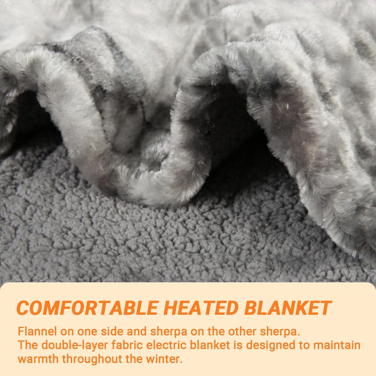Heated Blanket Electric Throw, Heating Blanket Soft Sherpa Flannel Throw, Heat Blankets for Home & Office Machine Washable Overheating Protection 8 Hours Auto Off 10 Fast Heating Levels - Grand Goldman