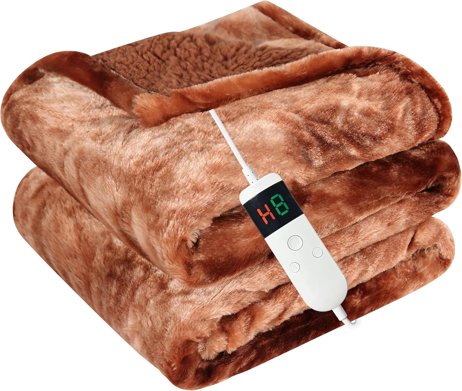 Heated Blanket Electric Throw, Heating Blanket Soft Sherpa Flannel Throw, Heat Blankets for Home & Office Machine Washable Overheating Protection 8 Hours Auto Off 10 Fast Heating Levels - Grand Goldman