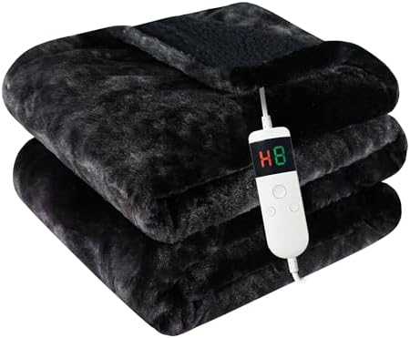 Heated Blanket Electric Throw, Heating Blanket Soft Sherpa Flannel Throw, Heat Blankets for Home & Office Machine Washable Overheating Protection 8 Hours Auto Off 10 Fast Heating Levels - Grand Goldman