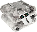 Heated Blanket Electric Throw, Heating Blanket Soft Sherpa Flannel Throw, Heat Blankets for Home & Office Machine Washable Overheating Protection 8 Hours Auto Off 10 Fast Heating Levels - Grand Goldman