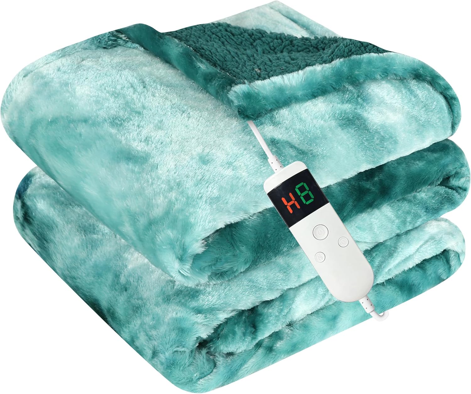 Heated Blanket Electric Throw, Heating Blanket Soft Sherpa Flannel Throw, Heat Blankets for Home & Office Machine Washable Overheating Protection 8 Hours Auto Off 10 Fast Heating Levels - Grand Goldman