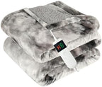 Heated Blanket Electric Throw, Heating Blanket Soft Sherpa Flannel Throw, Heat Blankets for Home & Office Machine Washable Overheating Protection 8 Hours Auto Off 10 Fast Heating Levels - Grand Goldman
