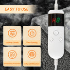 Heated Blanket Electric Throw, Heating Blanket Soft Sherpa Flannel Throw, Heat Blankets for Home & Office Machine Washable Overheating Protection 8 Hours Auto Off 10 Fast Heating Levels - Grand Goldman