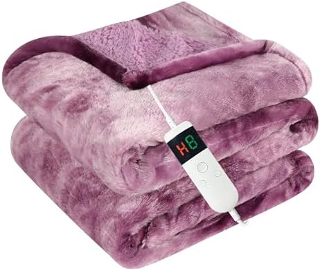 Heated Blanket Electric Throw, Heating Blanket Soft Sherpa Flannel Throw, Heat Blankets for Home & Office Machine Washable Overheating Protection 8 Hours Auto Off 10 Fast Heating Levels - Grand Goldman