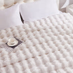 Heated Blanket Throw with 4 Hours Auto-Off 6 Heat Level, 50'' * 60'' Cozy Faux Rabbit Fur Bubble Electric Blanket with Overheat Protection, Soft Fast Heating Blanket with ETL (Dark Grey) - Grand Goldman