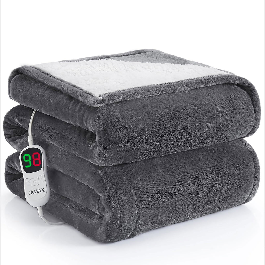 Heated Electric Blanket Blanket - Electric Throw Blanket 72"x84" for Bed- Heated Blanket with 5 Heating Levels& 4 Hours Auto off for Couch Home Office - Soft Fleece Heating Blanket for Full Body(Grey) - Grand Goldman