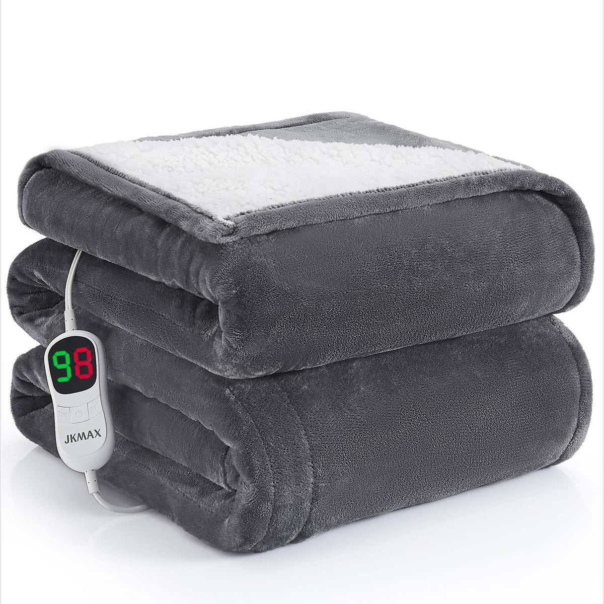 Heated Electric Blanket Blanket - Electric Throw Blanket 72"x84" for Bed- Heated Blanket with 5 Heating Levels& 4 Hours Auto off for Couch Home Office - Soft Fleece Heating Blanket for Full Body(Grey) - Grand Goldman