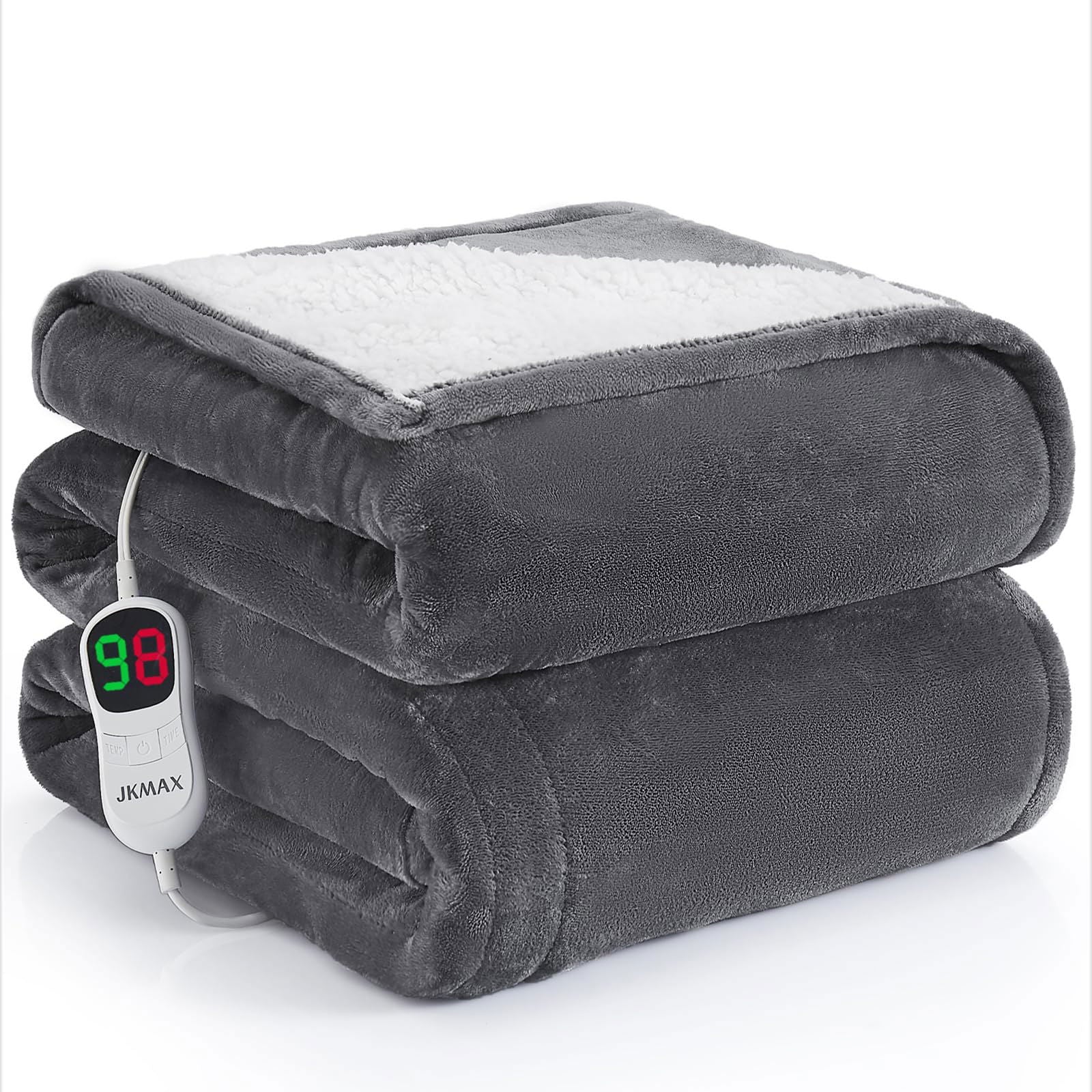 Heated Electric Blanket Blanket - Electric Throw Blanket 72"x84" for Bed- Heated Blanket with 5 Heating Levels& 4 Hours Auto off for Couch Home Office - Soft Fleece Heating Blanket for Full Body(Grey) - Grand Goldman