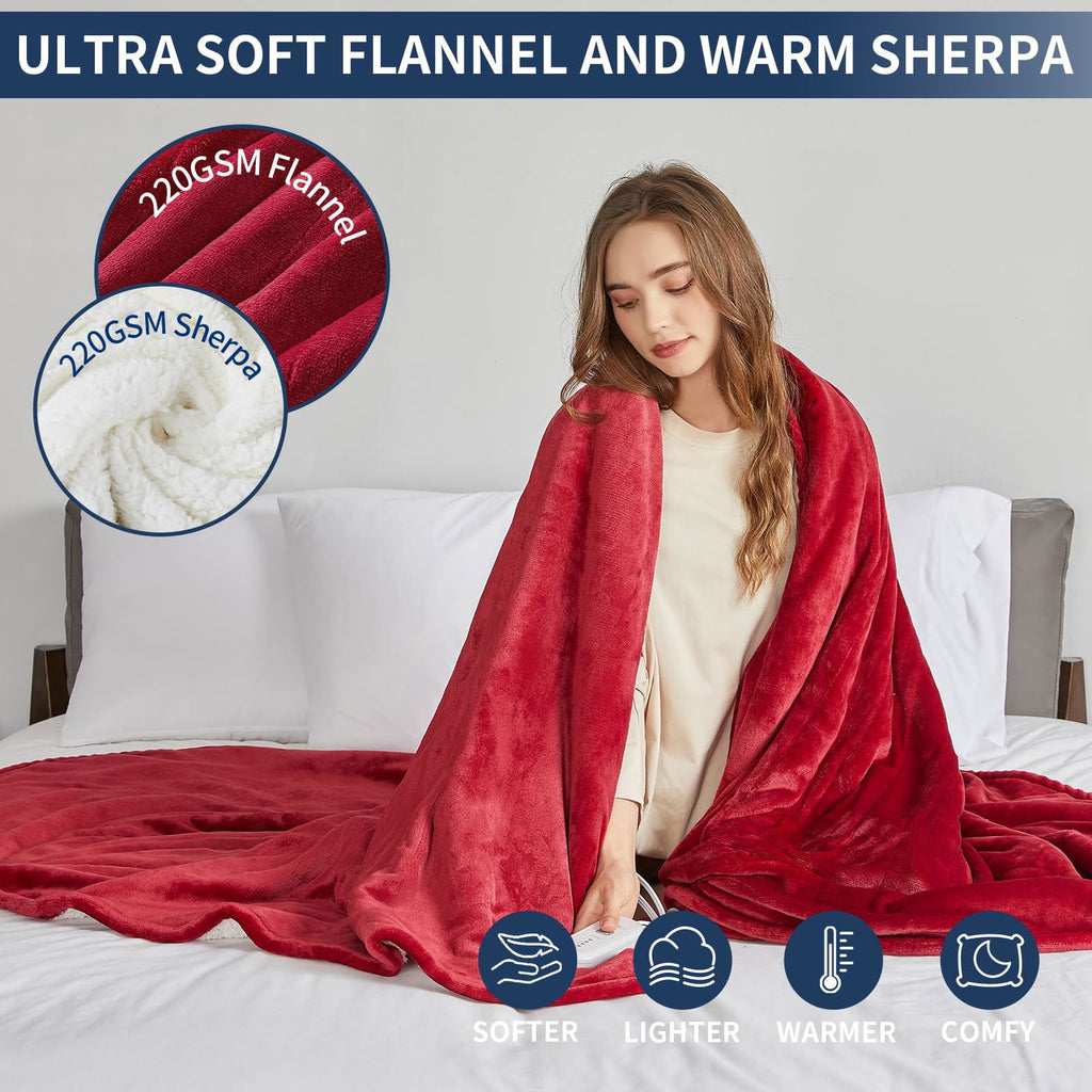 Heated Electric Blanket Blanket - Electric Throw Blanket 72"x84" for Bed- Heated Blanket with 5 Heating Levels& 4 Hours Auto off for Couch Home Office - Soft Fleece Heating Blanket for Full Body(Grey) - Grand Goldman