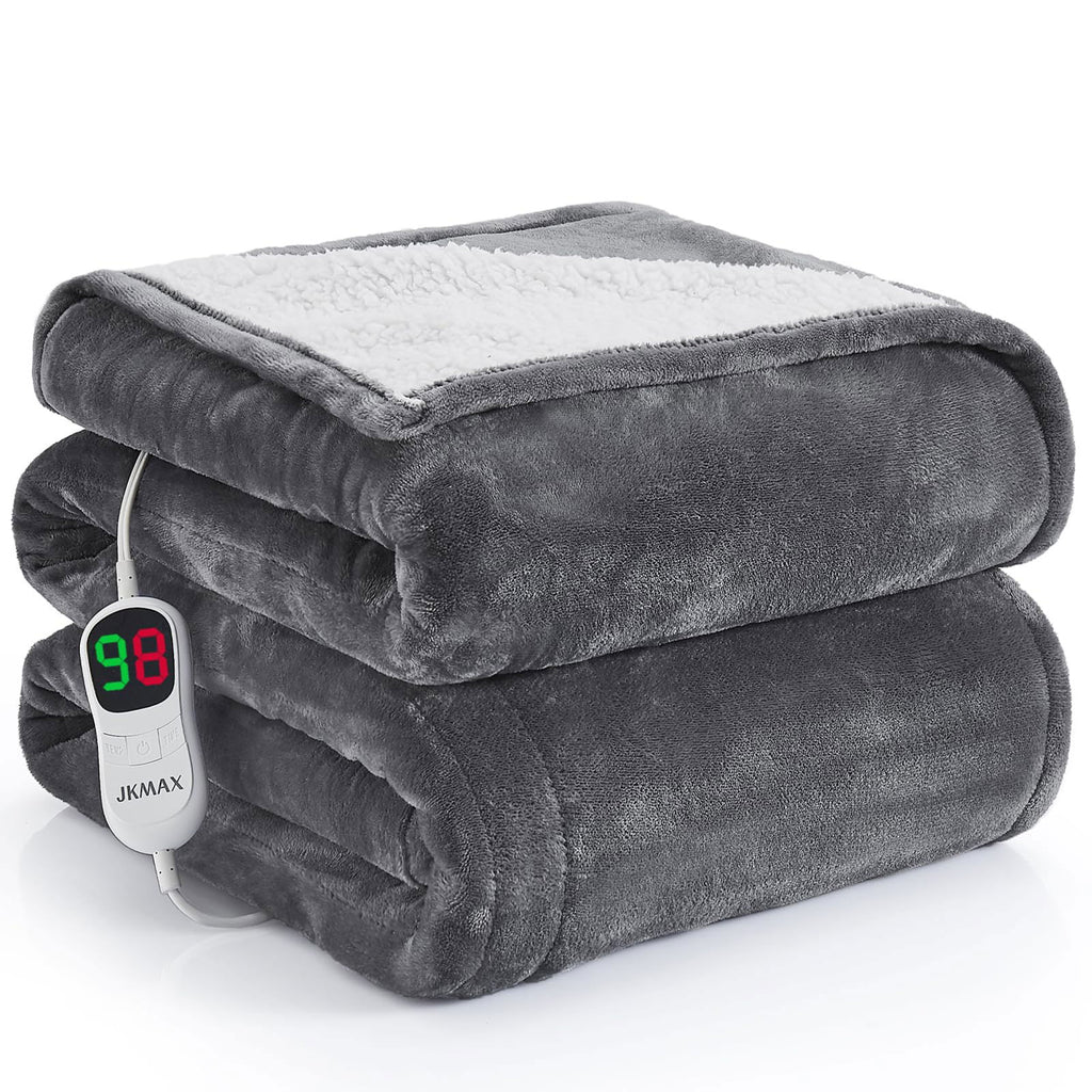 Heated Electric Blanket Blanket - Electric Throw Blanket 72"x84" for Bed- Heated Blanket with 5 Heating Levels& 4 Hours Auto off for Couch Home Office - Soft Fleece Heating Blanket for Full Body(Grey) - Grand Goldman