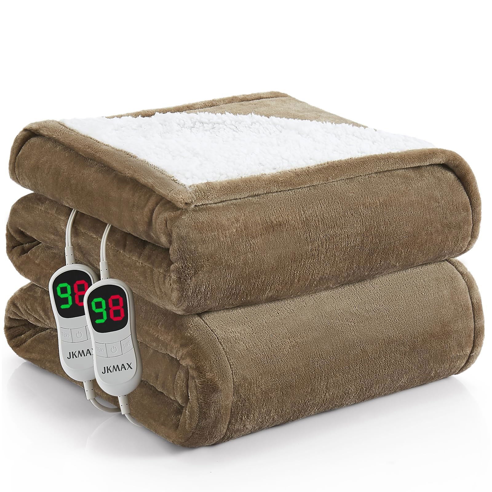 Heated Electric Blanket Blanket - Electric Throw Blanket 72"x84" for Bed- Heated Blanket with 5 Heating Levels& 4 Hours Auto off for Couch Home Office - Soft Fleece Heating Blanket for Full Body(Grey) - Grand Goldman