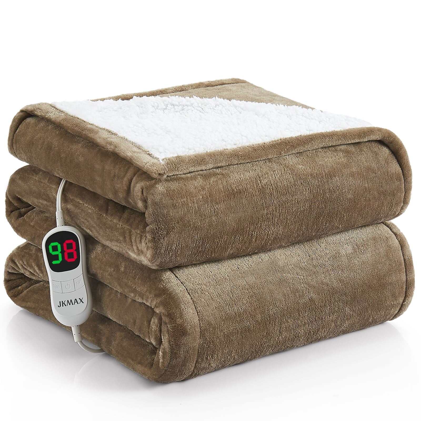 Heated Electric Blanket Blanket - Electric Throw Blanket 72"x84" for Bed- Heated Blanket with 5 Heating Levels& 4 Hours Auto off for Couch Home Office - Soft Fleece Heating Blanket for Full Body(Grey) - Grand Goldman