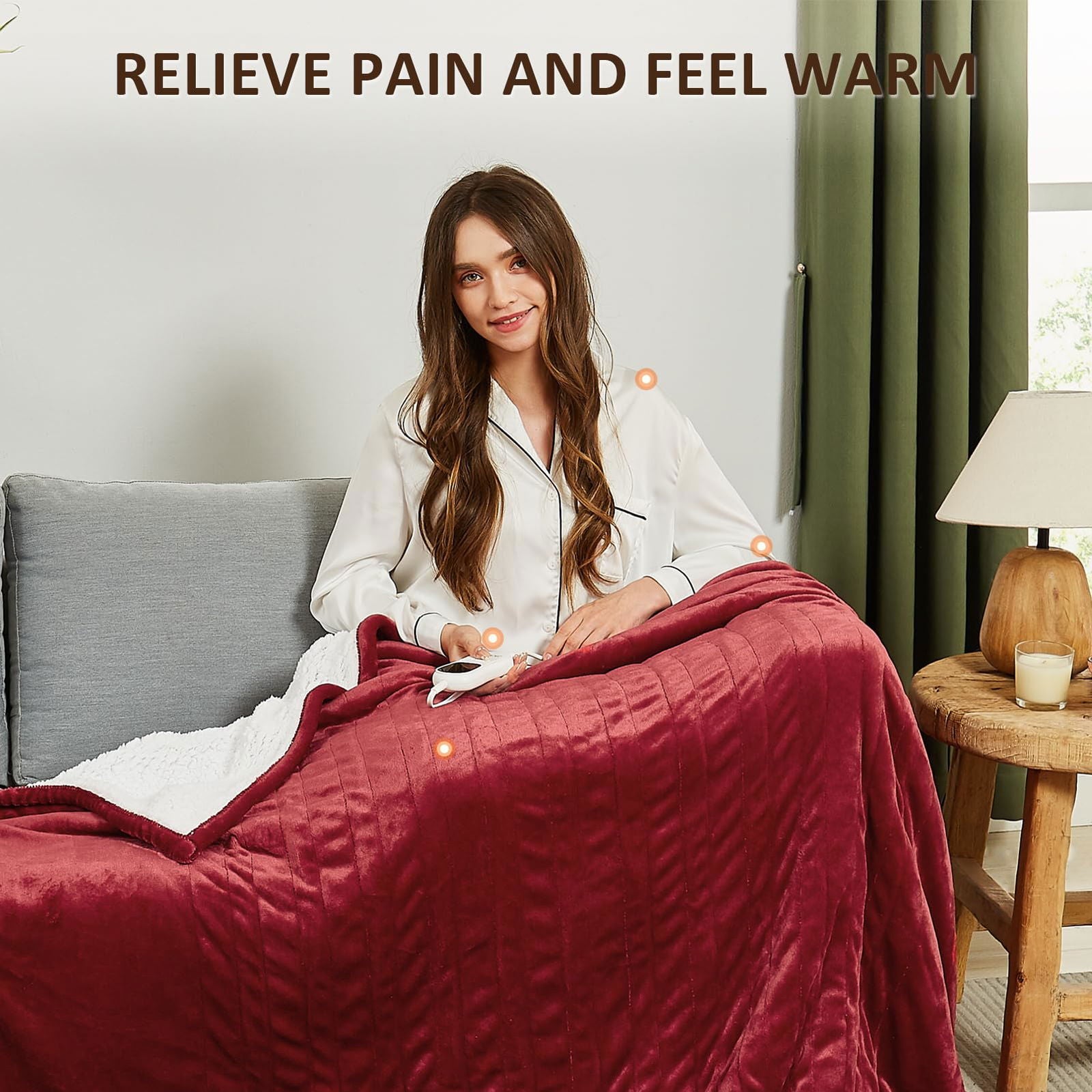 Heated Electric Blanket Blanket - Electric Throw Blanket 72"x84" for Bed- Heated Blanket with 5 Heating Levels& 4 Hours Auto off for Couch Home Office - Soft Fleece Heating Blanket for Full Body(Grey) - Grand Goldman