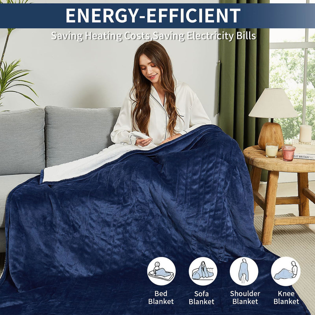 Heated Electric Blanket Blanket - Electric Throw Blanket 72"x84" for Bed- Heated Blanket with 5 Heating Levels& 4 Hours Auto off for Couch Home Office - Soft Fleece Heating Blanket for Full Body(Grey) - Grand Goldman