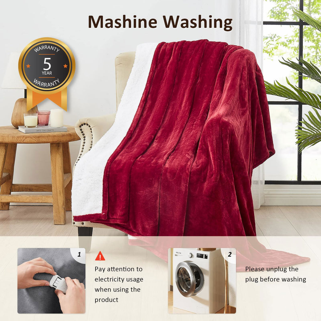 Heated Electric Blanket Blanket - Electric Throw Blanket 72"x84" for Bed- Heated Blanket with 5 Heating Levels& 4 Hours Auto off for Couch Home Office - Soft Fleece Heating Blanket for Full Body(Grey) - Grand Goldman