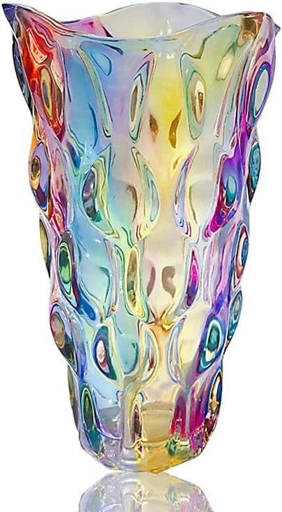 Heavy Glass Flower Vase Thickened 3.5lb 9.5inch Sparkle vase Bohemian Style, for Centerpieces,Wedding,Perfect Home Decor (Sparkle) - Grand Goldman