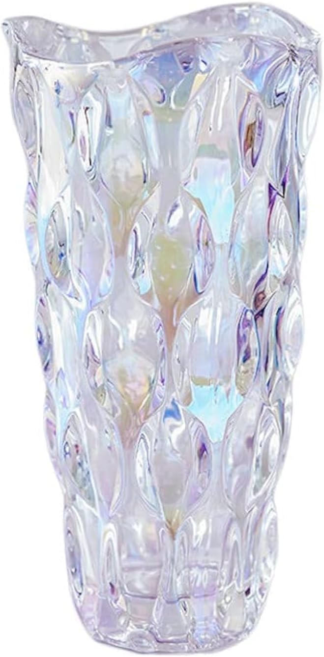 Heavy Glass Flower Vase Thickened 3.5lb 9.5inch Sparkle vase Bohemian Style, for Centerpieces,Wedding,Perfect Home Decor (Sparkle) - Grand Goldman