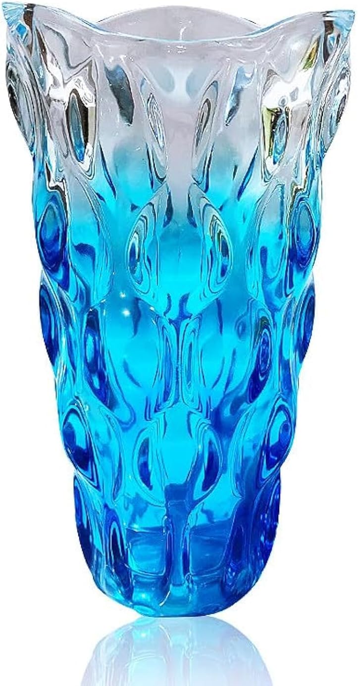 Heavy Glass Flower Vase Thickened 3.5lb 9.5inch Sparkle vase Bohemian Style, for Centerpieces,Wedding,Perfect Home Decor (Sparkle) - Grand Goldman