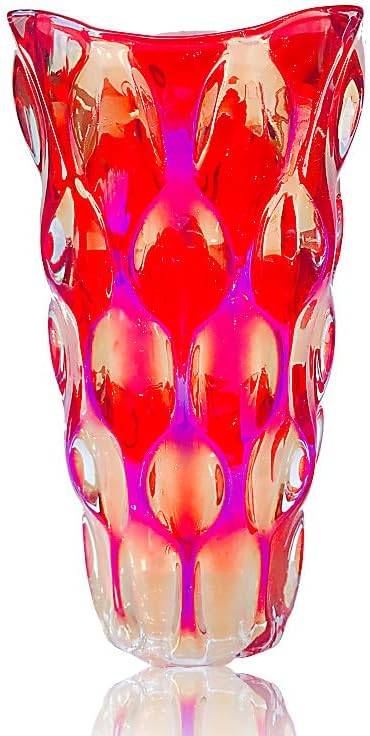 Heavy Glass Flower Vase Thickened 3.5lb 9.5inch Sparkle vase Bohemian Style, for Centerpieces,Wedding,Perfect Home Decor (Sparkle) - Grand Goldman