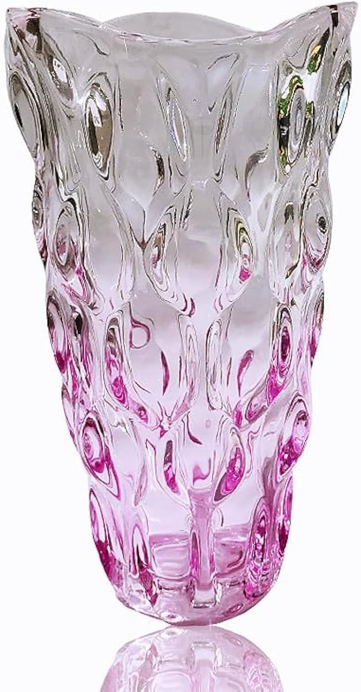 Heavy Glass Flower Vase Thickened 3.5lb 9.5inch Sparkle vase Bohemian Style, for Centerpieces,Wedding,Perfect Home Decor (Sparkle) - Grand Goldman