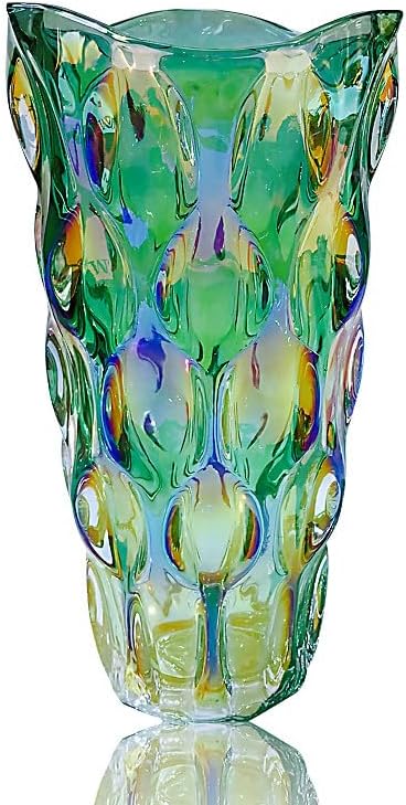 Heavy Glass Flower Vase Thickened 3.5lb 9.5inch Sparkle vase Bohemian Style, for Centerpieces,Wedding,Perfect Home Decor (Sparkle) - Grand Goldman