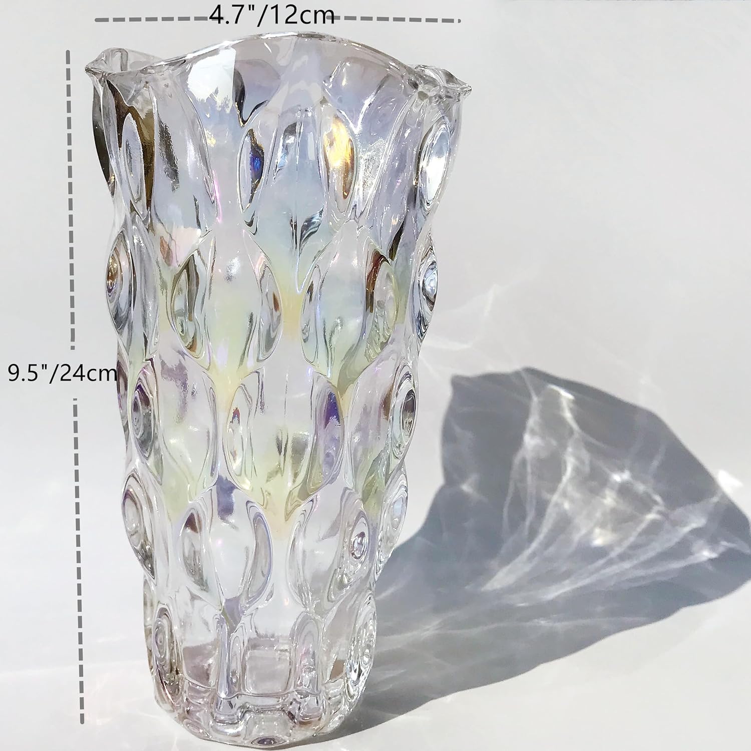 Heavy Glass Flower Vase Thickened 3.5lb 9.5inch Sparkle vase Bohemian Style, for Centerpieces,Wedding,Perfect Home Decor (Sparkle) - Grand Goldman