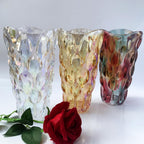 Heavy Glass Flower Vase Thickened 3.5lb 9.5inch Sparkle vase Bohemian Style, for Centerpieces,Wedding,Perfect Home Decor (Sparkle) - Grand Goldman