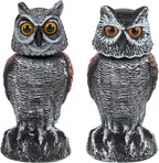 Hedoc 2 Pack Fake Owl Decoys to Scare Birds Away from Gardens and Patios, Rotating Head Owl Bird Deterrents, Nature Enemy Scarecrow Plastic Owl Statues, Pest Repellent, Pigeon Deterrent - Grand Goldman