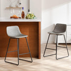 HeuGah Green Bar Stools Set of 3, 26 Inch Barstools with Metal Legs Faux Leather Counter Height Bar Stools for Kitchen Island Modern Bar Seats Chairs with Backrest - Grand Goldman