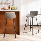 HeuGah Green Bar Stools Set of 3, 26 Inch Barstools with Metal Legs Faux Leather Counter Height Bar Stools for Kitchen Island Modern Bar Seats Chairs with Backrest - Grand Goldman
