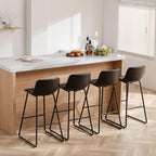 HeuGah Green Bar Stools Set of 3, 26 Inch Barstools with Metal Legs Faux Leather Counter Height Bar Stools for Kitchen Island Modern Bar Seats Chairs with Backrest - Grand Goldman