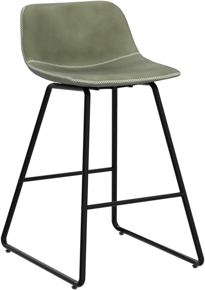 HeuGah Green Bar Stools Set of 3, 26 Inch Barstools with Metal Legs Faux Leather Counter Height Bar Stools for Kitchen Island Modern Bar Seats Chairs with Backrest - Grand Goldman