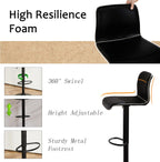 HeuGah Swivel Bar Stools Set of 4, Counter Height Bar Stools with Back, Adjustable Bar Stools 24" to 32", Black Faux Leather Bar Stools for Kitchen Island (Black, Set of 4 (24'' to 32'')) - Grand Goldman