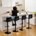 HeuGah Swivel Bar Stools Set of 4, Counter Height Bar Stools with Back, Adjustable Bar Stools 24" to 32", Black Faux Leather Bar Stools for Kitchen Island (Black, Set of 4 (24'' to 32'')) - Grand Goldman