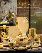 High-end Bone China Dinnerware Set for Elegant Dining and Entertaining Chinese Bowls and Plates for Wedding Gifts & Housewarming - Grand Goldman