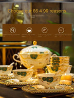 High-end Bone China Dinnerware Set for Elegant Dining and Entertaining Chinese Bowls and Plates for Wedding Gifts & Housewarming - Grand Goldman