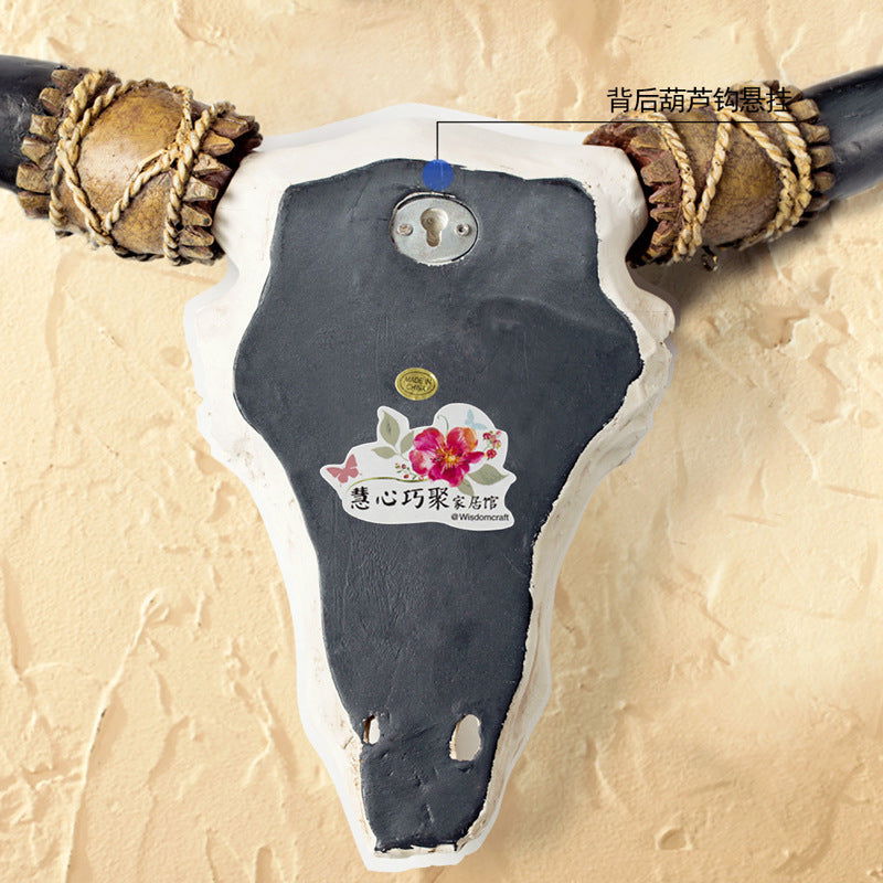 Hippie Decorated Bull Head Niu Tau B&B Pendant Hanging Wall Decoration Living Room - Grand Goldman