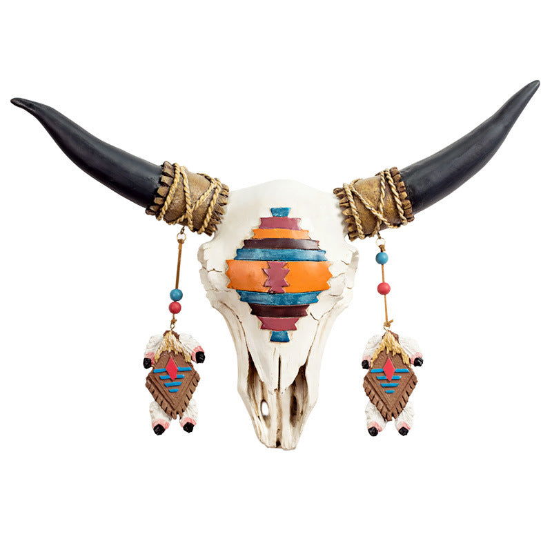 Hippie Decorated Bull Head Niu Tau B&B Pendant Hanging Wall Decoration Living Room - Grand Goldman