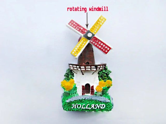 Holland World Tourist Souvenirs Gift Creative 3D Stereo Rotating Windmill Resin Refrigerator Magnet for home decoration - Grand Goldman
