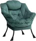 HollyHOME Fabric Large Lazy Chair, Accent Reading Chair, Cozy Lounge Chair with Armrest, Leisure Sofa Chair for Living Room, Bedroom, Dorm, Blue - Grand Goldman
