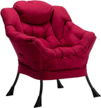 HollyHOME Fabric Large Lazy Chair, Accent Reading Chair, Cozy Lounge Chair with Armrest, Leisure Sofa Chair for Living Room, Bedroom, Dorm, Blue - Grand Goldman