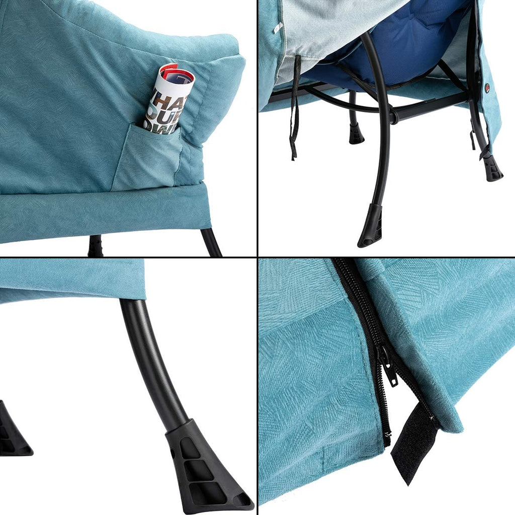 HollyHOME Fabric Large Lazy Chair, Accent Reading Chair, Cozy Lounge Chair with Armrest, Leisure Sofa Chair for Living Room, Bedroom, Dorm, Blue - Grand Goldman