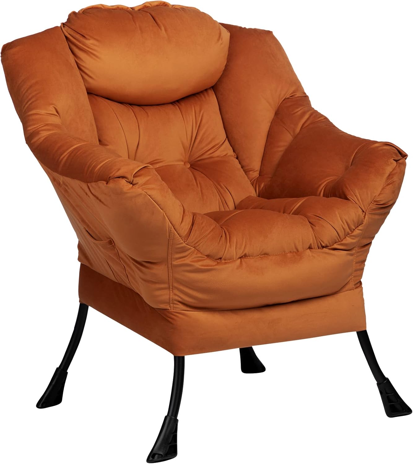 HollyHOME Fabric Large Lazy Chair, Accent Reading Chair, Cozy Lounge Chair with Armrest, Leisure Sofa Chair for Living Room, Bedroom, Dorm, Dark Grey - Grand Goldman