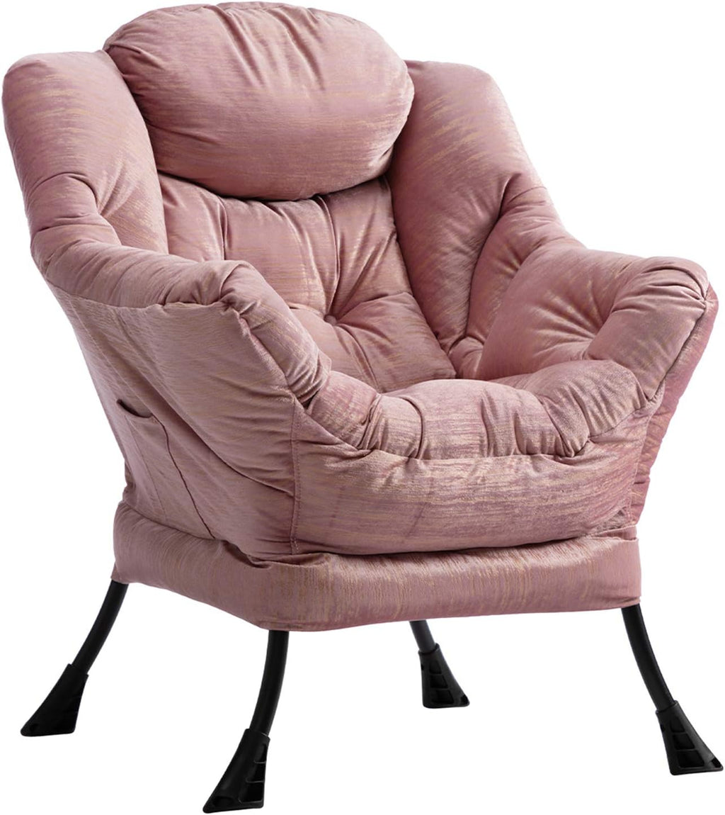 HollyHOME Fabric Large Lazy Chair, Accent Reading Chair, Cozy Lounge Chair with Armrest, Leisure Sofa Chair for Living Room, Bedroom, Dorm, Dark Grey - Grand Goldman