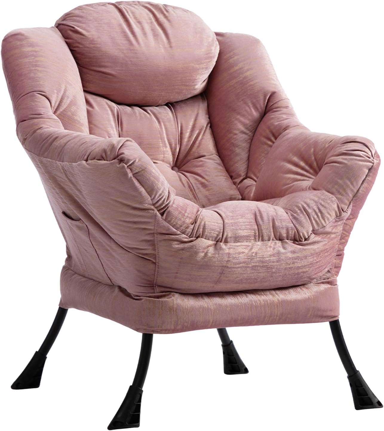 HollyHOME Fabric Large Lazy Chair, Accent Reading Chair, Cozy Lounge Chair with Armrest, Leisure Sofa Chair for Living Room, Bedroom, Dorm, Dark Grey - Grand Goldman