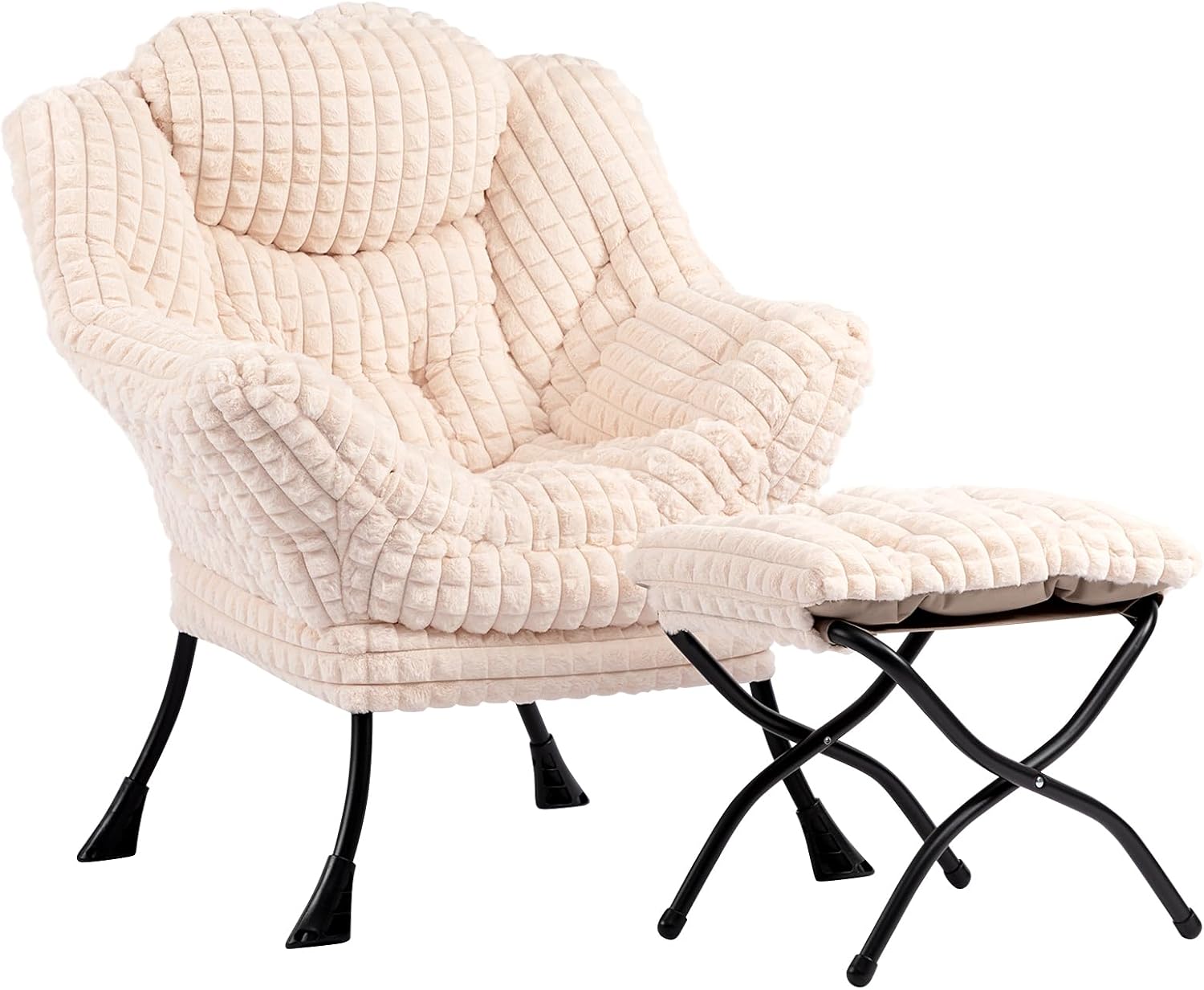 HollyHOME Fabric Large Lazy Chair, Accent Reading Chair, Cozy Lounge Chair with Armrest, Leisure Sofa Chair for Living Room, Bedroom, Dorm, Dark Grey - Grand Goldman