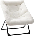HollyHOME X-Large Saucer Chair, Comfy Oversized Folding Chair, Faux-Fur Reading Chair for Teens, Adults, Foldable Accent Lazy Chair, Metal Frame Lounge Chair for Living Room, Bedroom, Dorm, Grey - Grand Goldman