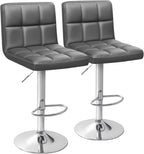 Homall Bar Stools Modern PU Leather Adjustable Swivel Barstools, Armless Hydraulic Kitchen Counter Bar Stool Extra Height Square Island Barstool with Back Set of 2 (Leather, Black) - Grand Goldman